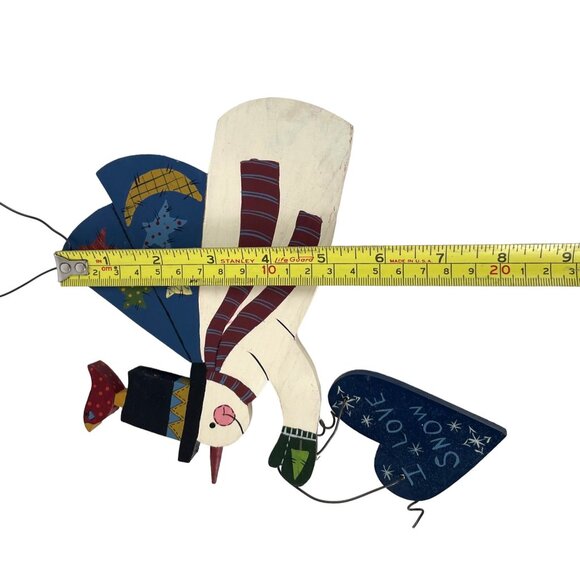 Vintage Handmade Wooden Hand Painted Snowman Wall Hanging Christmas Let it Snow - Picture 9 of 13